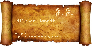 Hübner Hannó névjegykártya